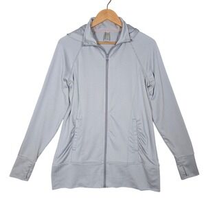 Mondetta Women's Grey Herringbone Full Zip Hooded Jacket Medium